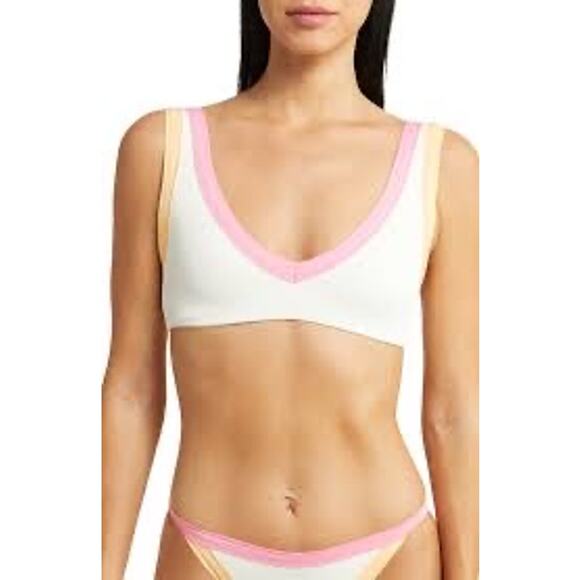 L*Space Lala Bikini Top Ribbed Cream Guava Golden Hour M NWT - Picture 6 of 10